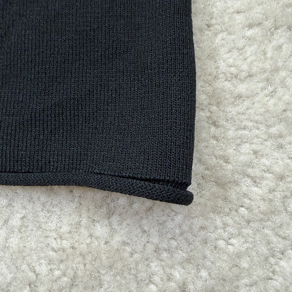 Vintage Joseph A.  V-Neck Floral Embroidered Sweater Womens Large Black Roll Hem - Picture 8 of 10